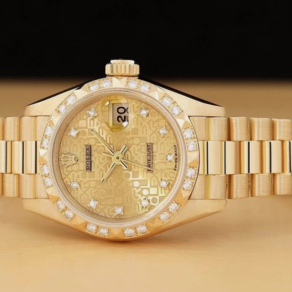 ROLEX LADIES PRESIDENT FACTORY JUBILEE DIAMOND 18K GOLD WATCH main image 4